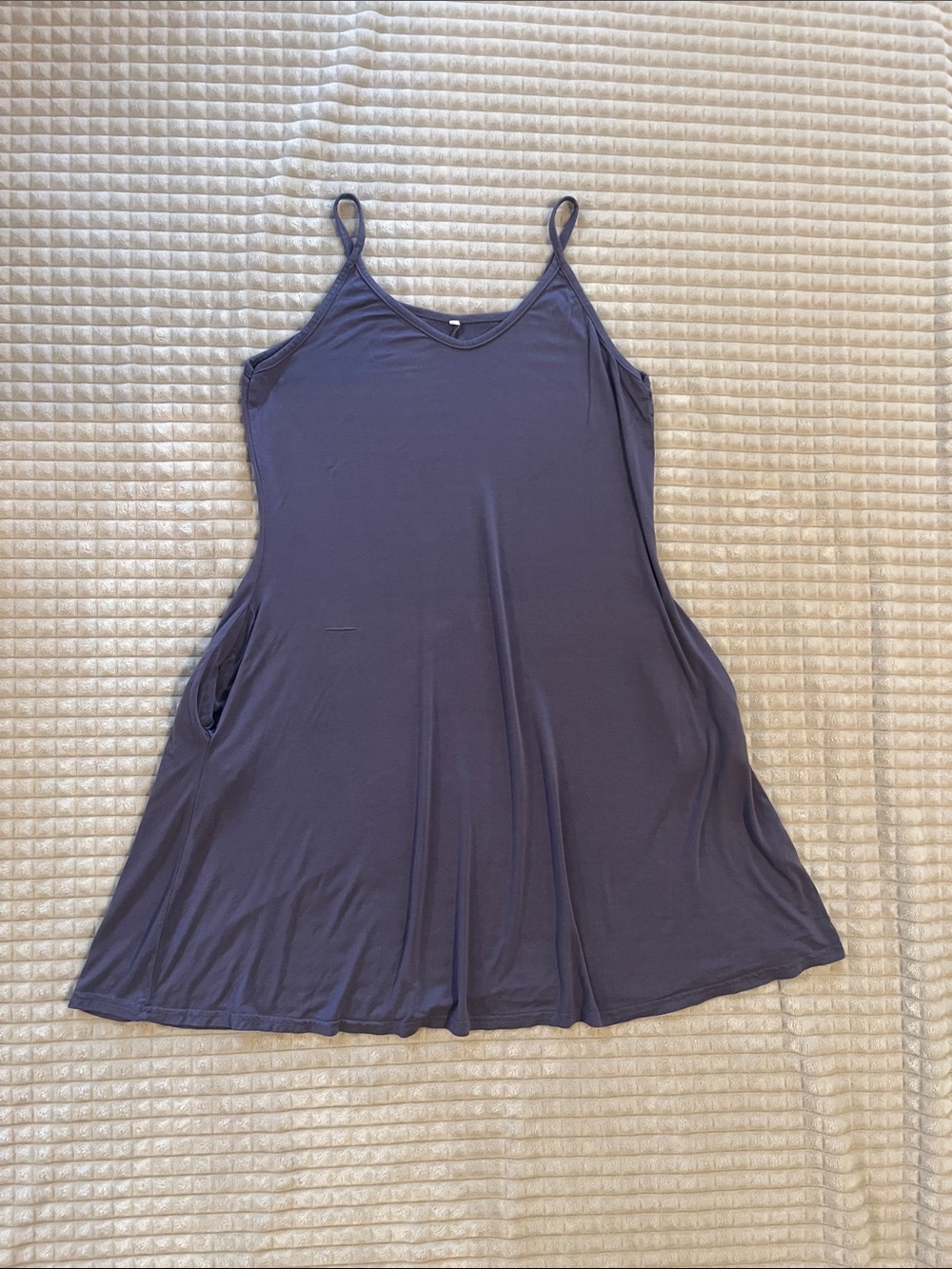 Women's Purple-ish Grey Soft Stretchy Dress with Pockets